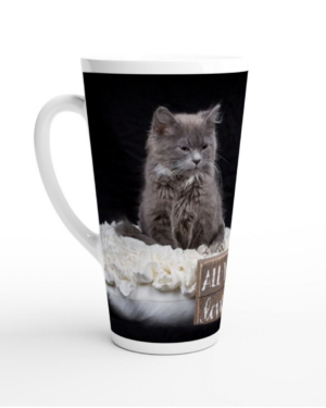 White Latte 17oz Ceramic - Mug Love and a Cat