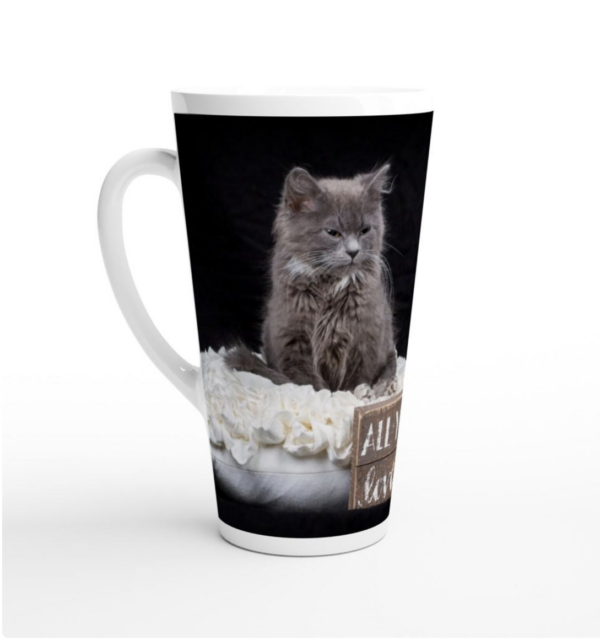 White Latte 17oz Ceramic - Mug Love and a Cat